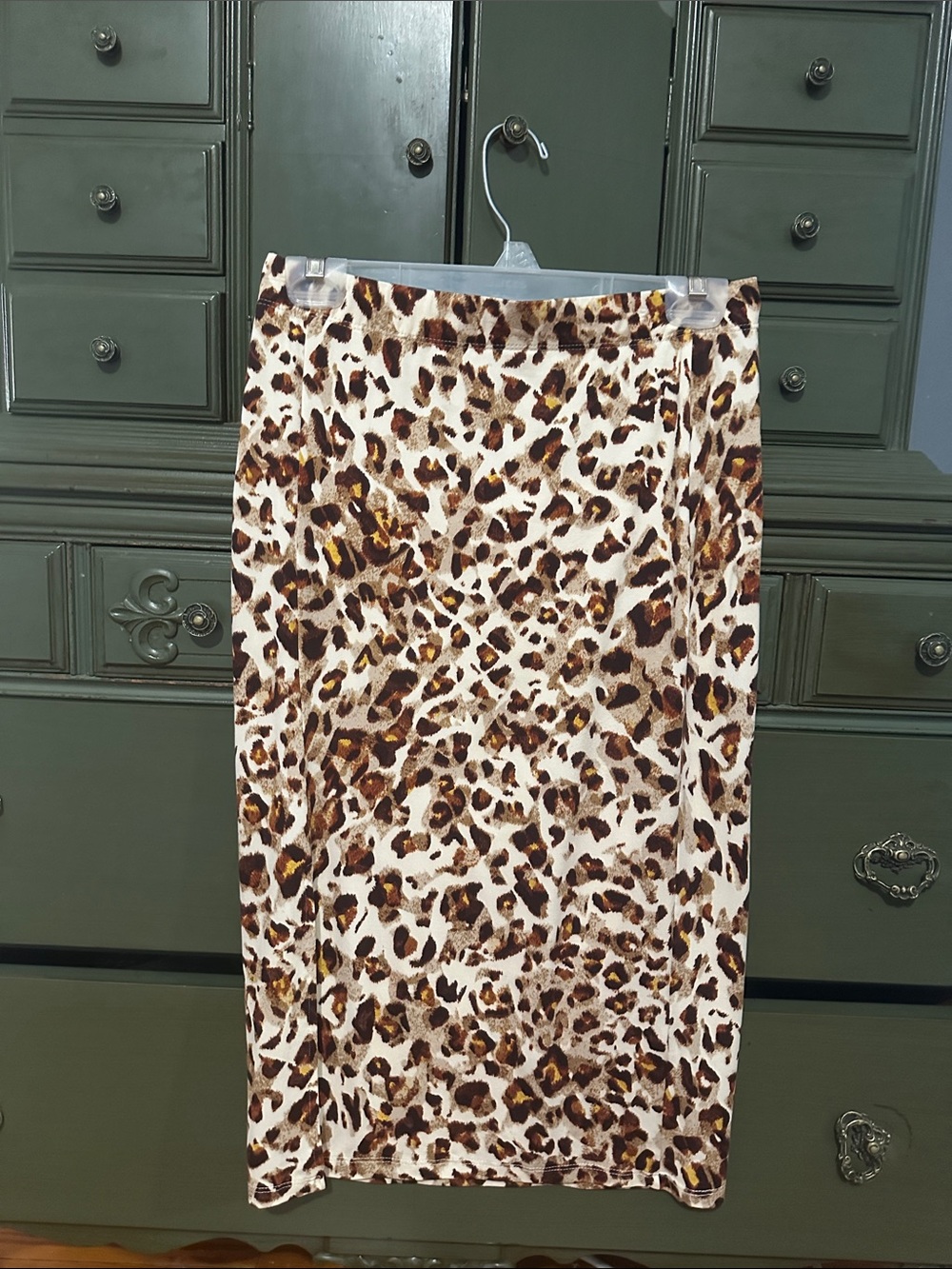 entro Leopard Print Pencil Skirt - Brown & White